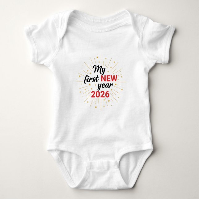 My First New Year 2026 Baby  Cute New Year outfit Baby Strampler (Vorderseite)
