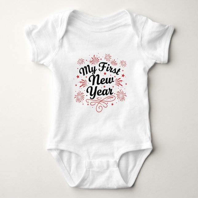 My First New Year 2026 Baby  Cute New Year outfit Baby Strampler (Vorderseite)