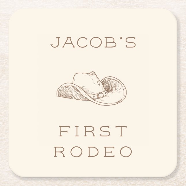 My First Rodeo Customizable Neural Party Napkin Rechteckiger Pappuntersetzer (Vorderseite)