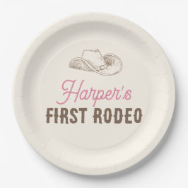 My First Rodeo Personalized Pink Cowgirl Birthday Pappteller