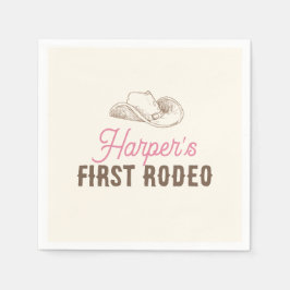 My First Rodeo Personalized Pink Cowgirl Birthday Serviette