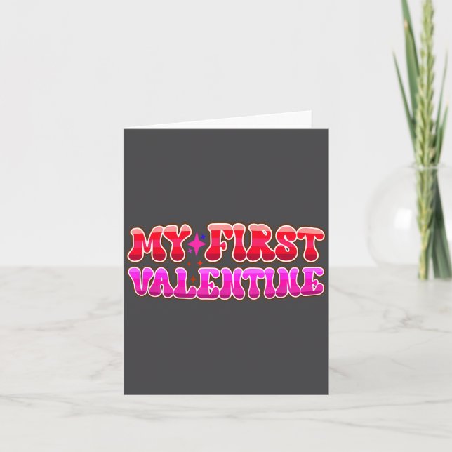 My First Valentine Heart Stars Fun Celebration  Karte (Vorderseite)