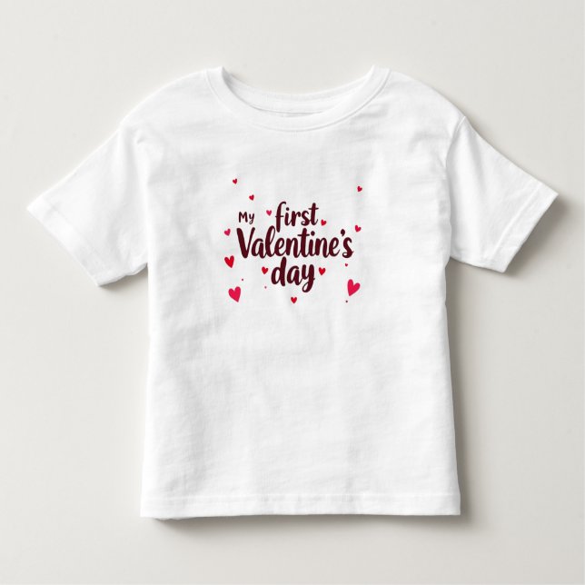 My First Valentine’s Day Girls T-Shirt, cute heart Kleinkind T-shirt (Vorderseite)