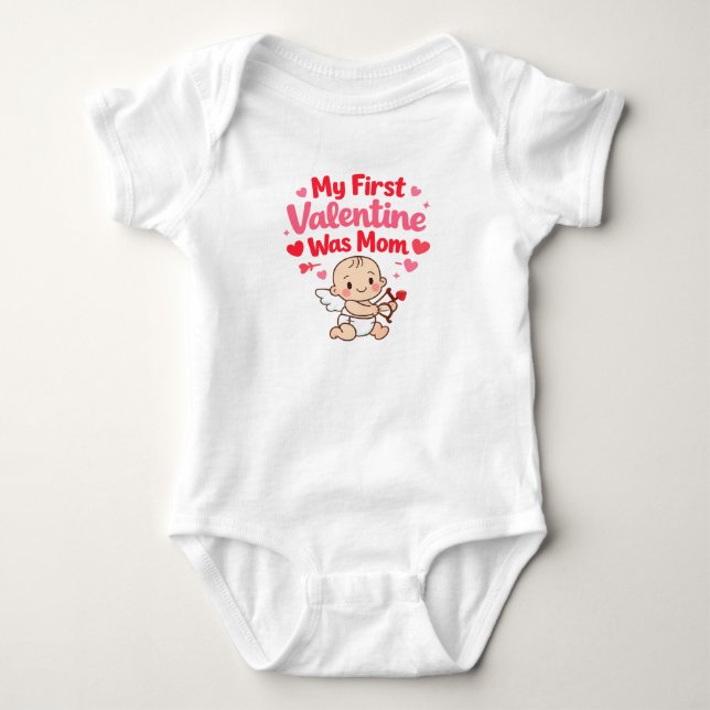 My First Valentine Was Mom Baby Valentine Bodysuit Strampler (Vorderseite)