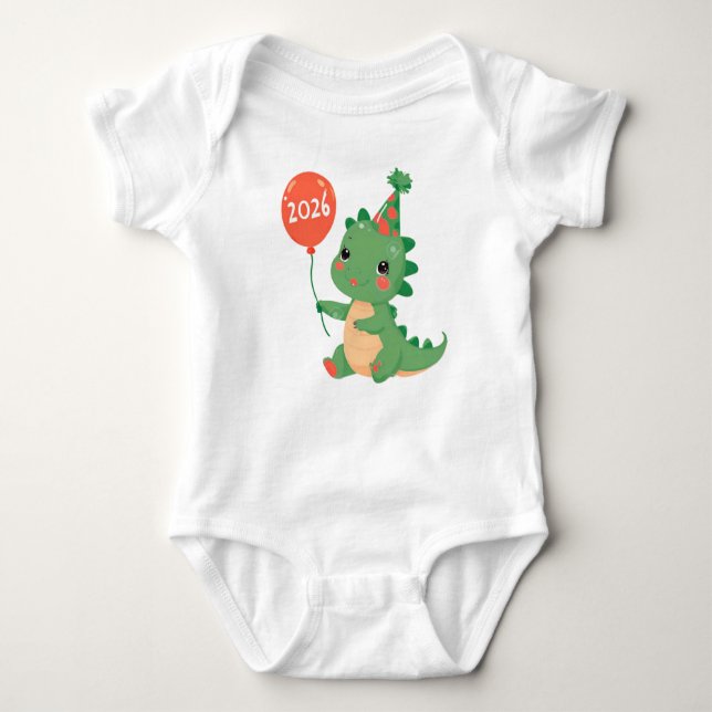  My First Year 2026 cute Dinosaur Baby Bodysuit  Baby Strampler (Vorderseite)