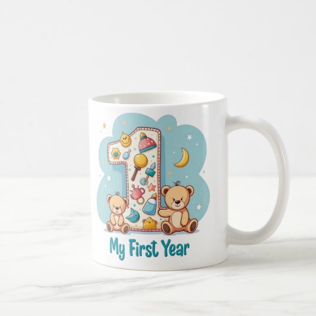 "My First Year Adorable Baby Milestone Teddy Bear Kaffeetasse (Rechts)