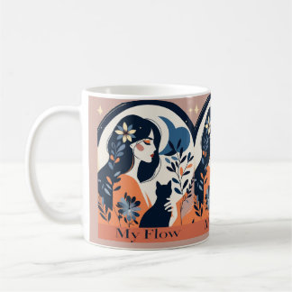 My Flow Mug – Boho Woman and Cat Art Coffee Cup Kaffeetasse