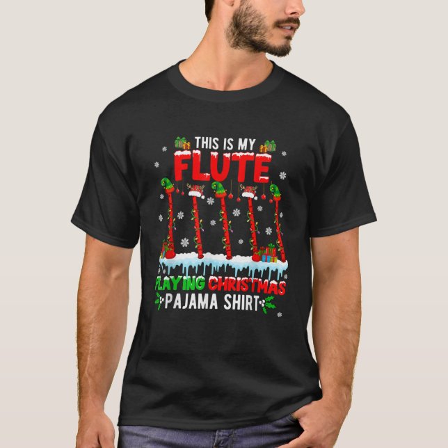 My Flute Playing Xmas Pajama Group Santa Reindeer  T-Shirt (Vorderseite)