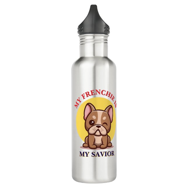 My Frenchie Is My Savior cute French Bulldog Meme Edelstahlflasche (Links)
