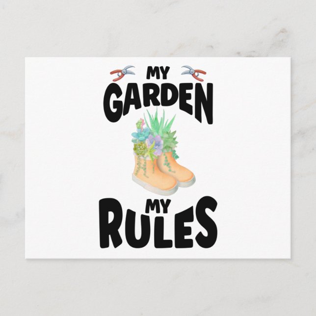 My Garden My Rules Rubber Boots Garden Postkarte (Vorderseite)
