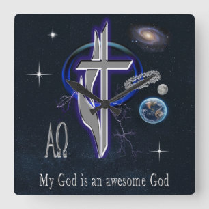 My God is an awesome God Quadratische Wanduhr