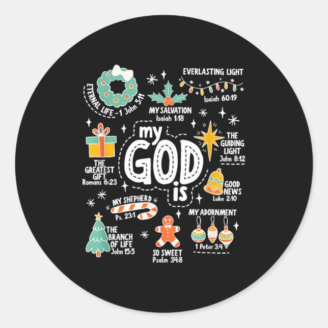 My God Is Christmas Jesus Is The Reason Faith Chri Runder Aufkleber (Vorderseite)
