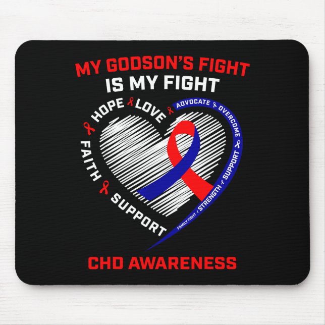 My Godsons Fight Is My Fight Chd Heart Disease Awa Mousepad (Vorne)