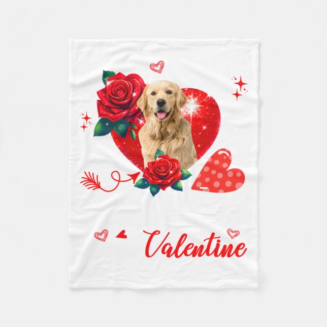 My Golden Retriever Is My Valentine Owner Floral H Fleecedecke (Vorderseite)