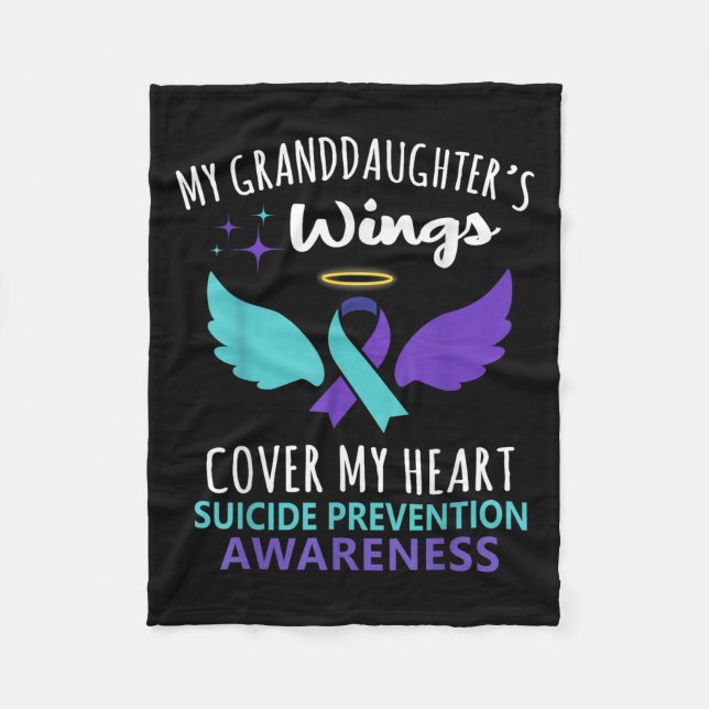 My Granddaughters Wings Cover Heart Suicide Awaren Fleecedecke (Vorderseite)