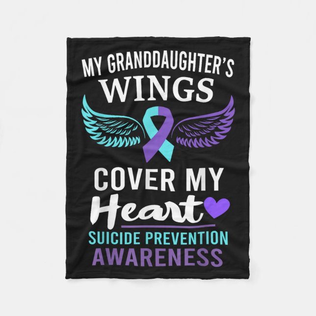 My Granddaughters Wings Cover Heart Suicide Awaren Fleecedecke (Vorderseite)