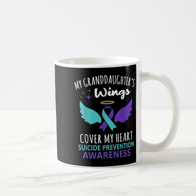 My Granddaughters Wings Cover Heart Suicide Awaren Kaffeetasse (Rechts)