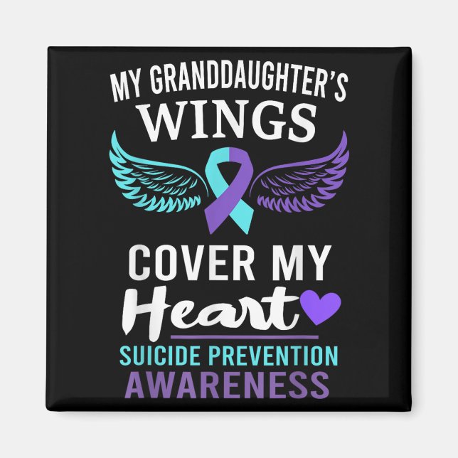 My Granddaughters Wings Cover Heart Suicide Awaren Magnet (Vorne)