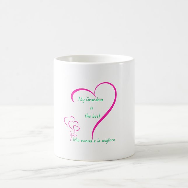 My Grandma Is the Best – Bilingual Heart Tribute Kaffeetasse (Mittel)