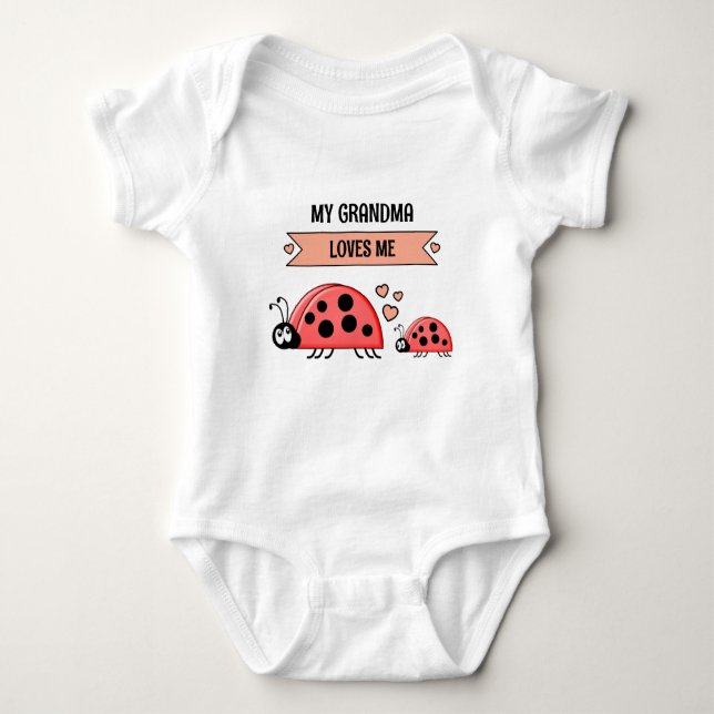 My Grandma loves me ladybugs peach Baby Strampler (Vorderseite)