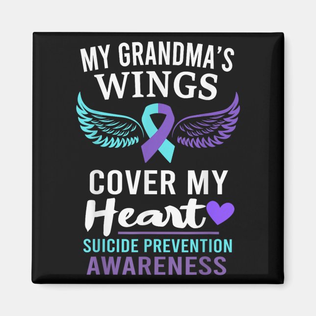 My Grandma's Wings Cover Heart Suicide Awareness R Magnet (Vorne)