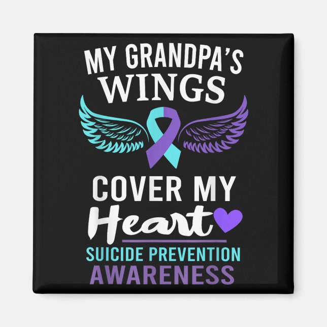 My Grandpa's Wings Cover Heart Suicide Awareness R Magnet (Vorne)