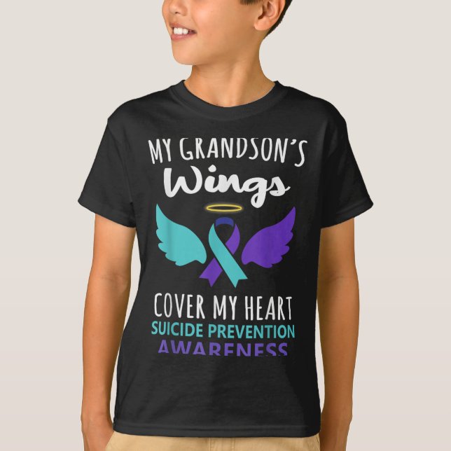 My Grandson's Wings Cover Heart Suicide Awareness  T-Shirt (Vorderseite)
