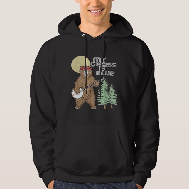 My Grass Is Blue Banjo Bear   Hippie Grizzly2 Hoodie (Vorderseite)