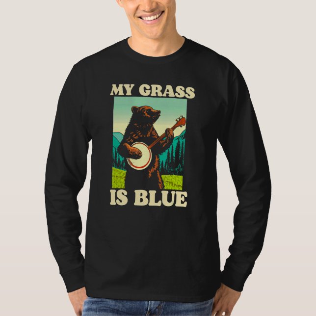 My Grass Is Blue Banjo Bear Retro Nature Graphic T-Shirt (Vorderseite)