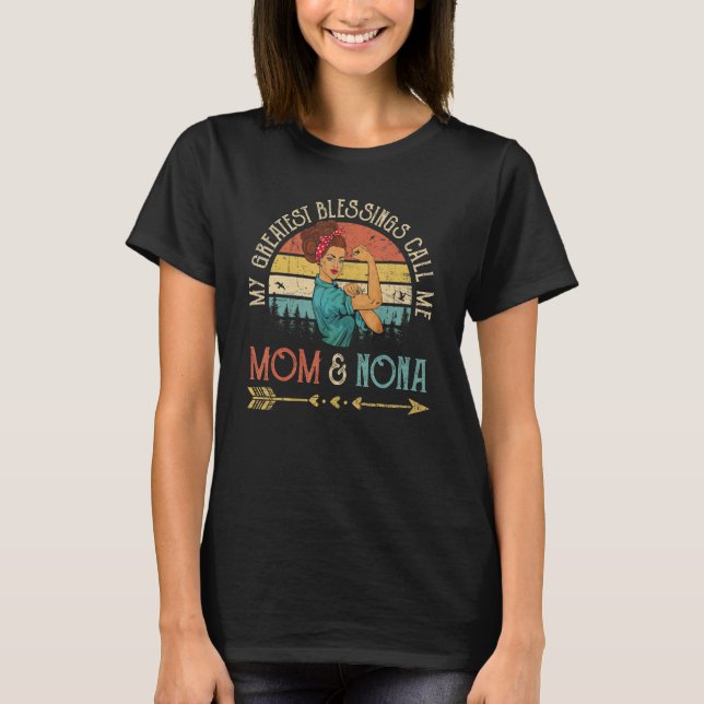 My Greatest Blessings Call Me Mom & Nona Women Ros T-Shirt (Vorderseite)