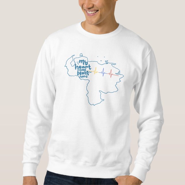 My Heart Always Beats Hard – Venezuela Design 💛💙 Sweatshirt (Vorderseite)