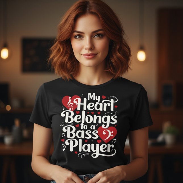 My Heart Belongs to a Bass Player Funny Musician Tri-Blend Shirt (Von Creator hochgeladen)