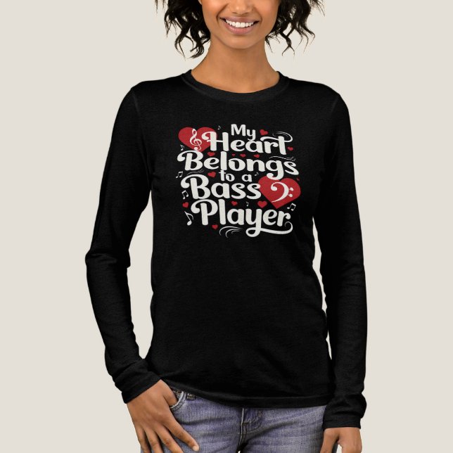 My Heart Belongs to a Bass Player Funny Musician Tri-Blend Shirt (Vorderseite)