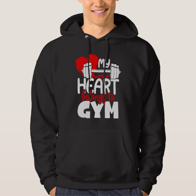 My Heart Belongs To Gym  Valentines Day Workout Hoodie (Vorderseite)