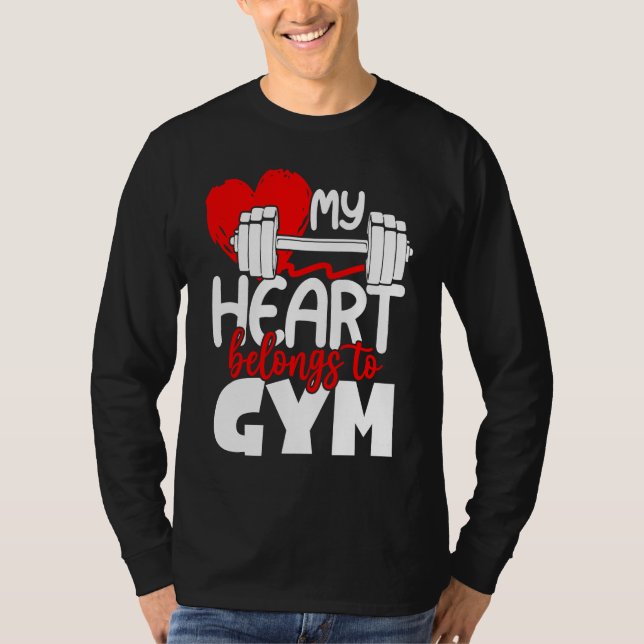 My Heart Belongs To Gym  Valentines Day Workout T-Shirt (Vorderseite)