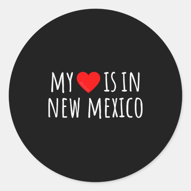 My Heart Is In New Mexico Cute American State  Runder Aufkleber (Vorderseite)