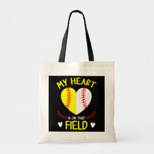 My Heart is on That Field Tee Baseball Mother's Tragetasche
