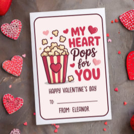 MY HEART POPS FOR YOU Valentines Day Classroom Mitteilungskarte