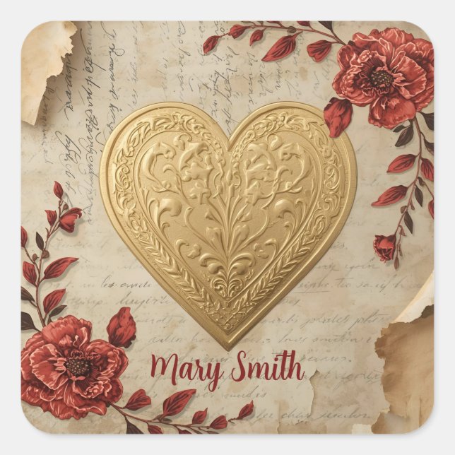 My Heart  Quadratischer Aufkleber (Vorderseite)