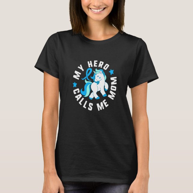 My Hero Calls Me Mom Diabetes T1 Awareness Cute Un T-Shirt (Vorderseite)