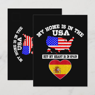 My Home Is In USA My Heart Is In Spain Einladungspostkarte