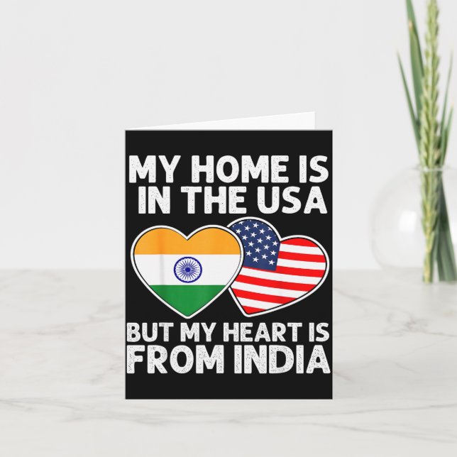 My Home Usa My Heart India Indian American Pride F Karte (Vorderseite)