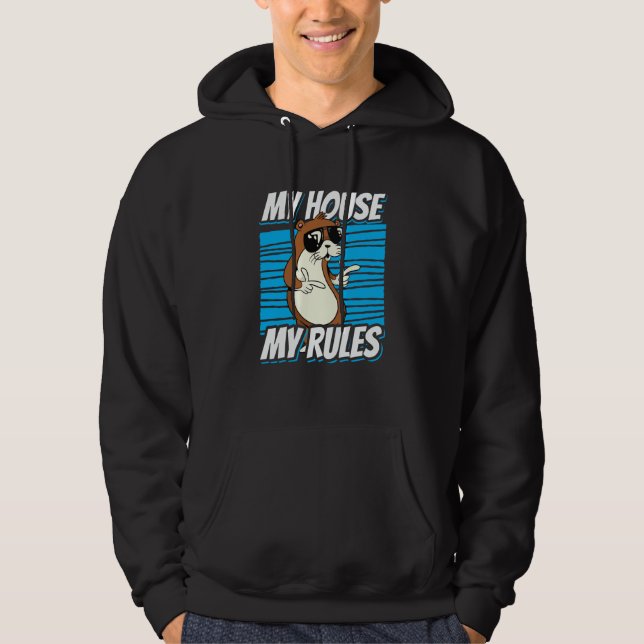 my House my Rules  cat with sunglasses Hoodie (Vorderseite)