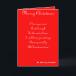 My husband Christmas greeting cards Feiertagskarte<br><div class="desc">Christmas greeting cards with dedication to a loving husband</div>
