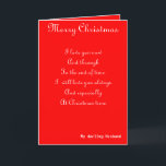 My husband Christmas greeting cards Feiertagskarte<br><div class="desc">Christmas greeting cards with dedication to a loving husband</div>