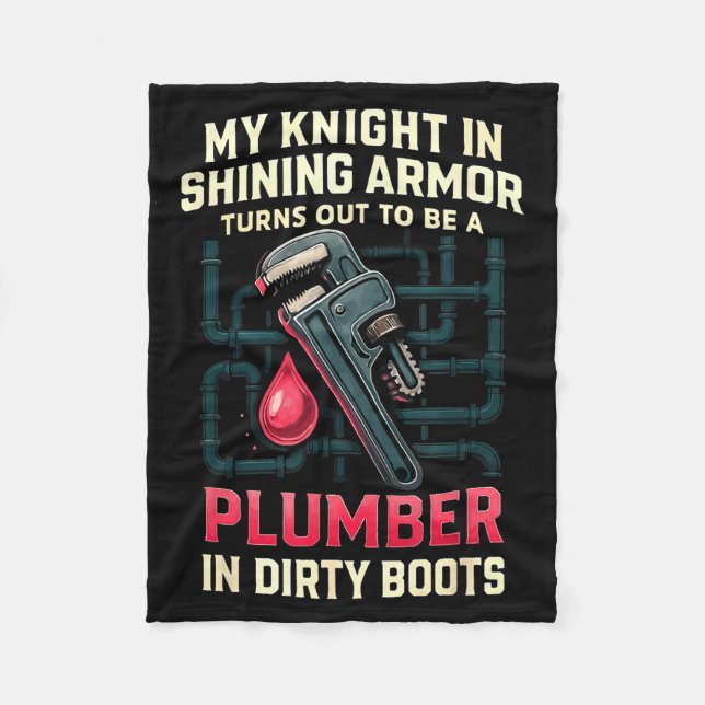 My Knight In Shining Funny Plumber Wife Women Girl Fleecedecke (Vorderseite)