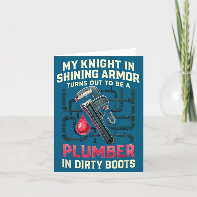 My Knight In Shining Funny Plumber Wife Women Girl Karte (Vorderseite)