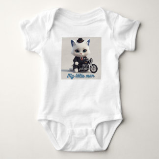 My Little Man Baby Bodysuit - Cute Kawaii Cat on M Strampler