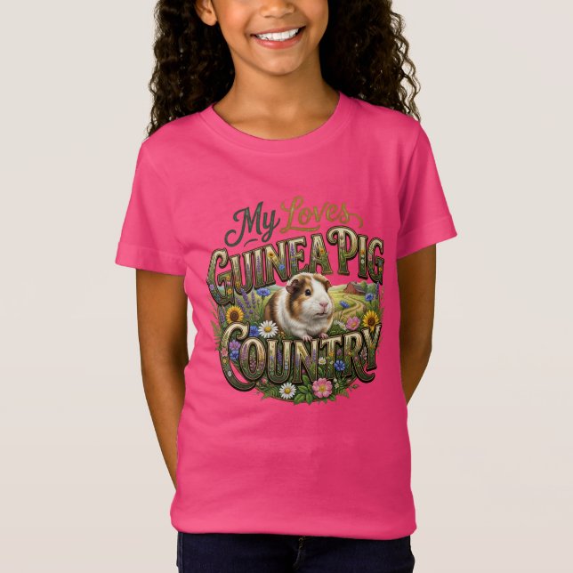 My Love Guinea Pig Loves Country T-Shirt (Vorderseite)