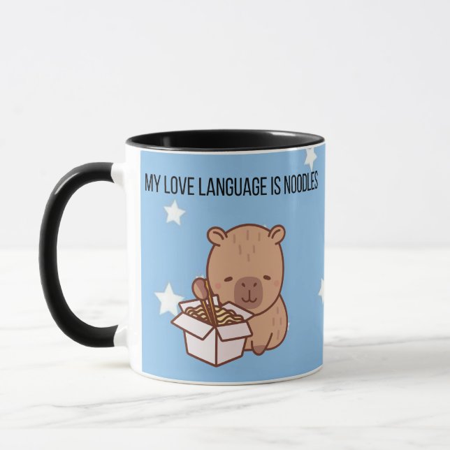 My Love Language Is Noodles | Kawaii Capybara Coff Tasse (Links)
